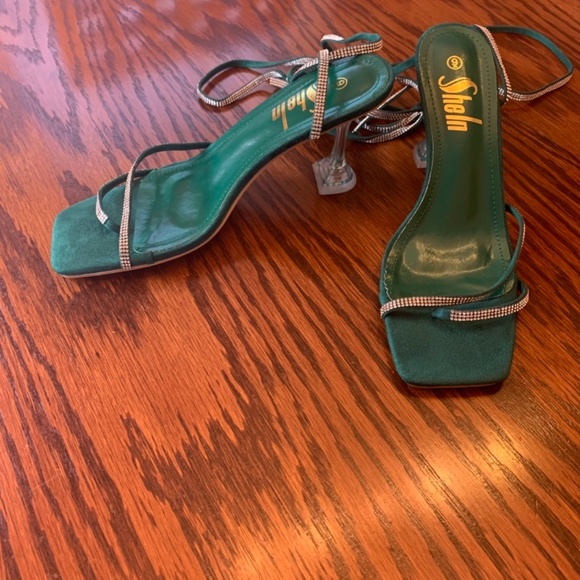 Shein Women’s Green/Jade and Silver Tie-Up Sandal Heels, Size 9 - Picture 9 of 9